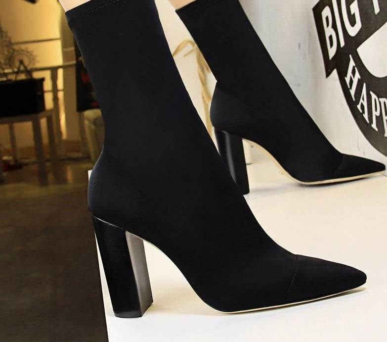 Thick High Heel Ankle Boots