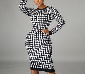 Long Sleeve Midi Hollow Out Bodycon Dress