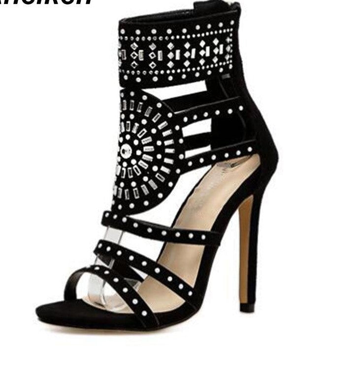 Studded Open Toe High Heel Gladiator Sandals