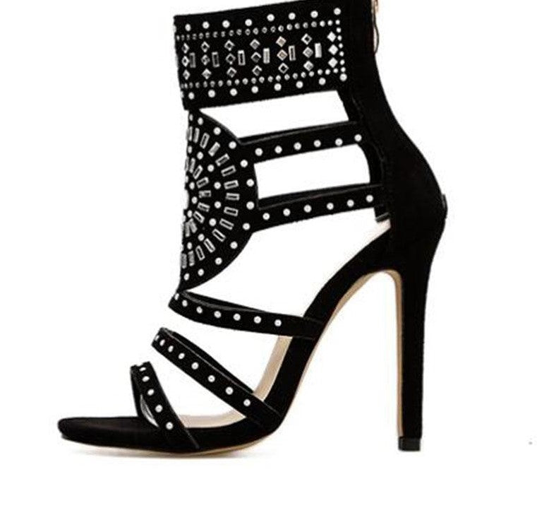 Studded Open Toe High Heel Gladiator Sandals