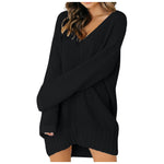 Load image into Gallery viewer, Loose V-Neck Long-sleeved Knitted Sweater Mini Dresses
