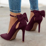 Load image into Gallery viewer, Pointed Toe Buckle Strap Bowknot Pumps
