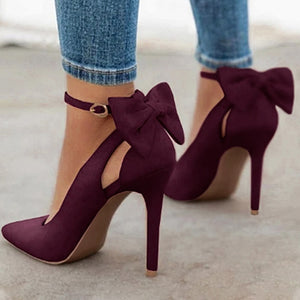 Pointed Toe Buckle Strap Bowknot Pumps