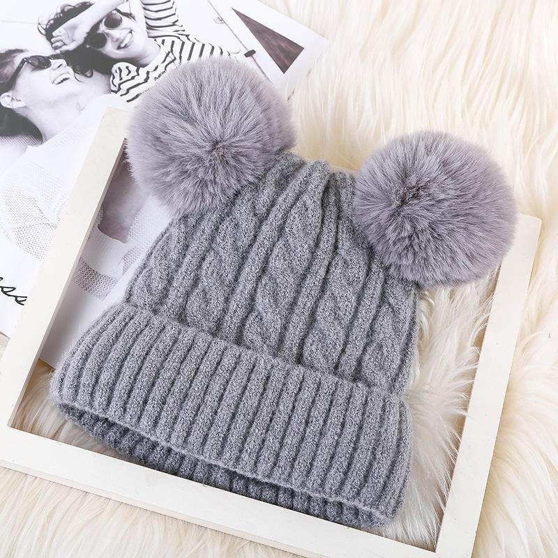 Two Pompom Fur Beanies