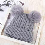 Load image into Gallery viewer, Two Pompom Fur Beanies
