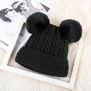 Two Pompom Fur Beanies