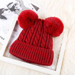 Load image into Gallery viewer, Two Pompom Fur Beanies
