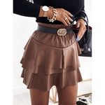 Load image into Gallery viewer, Leather Mini Ruffle Skirts
